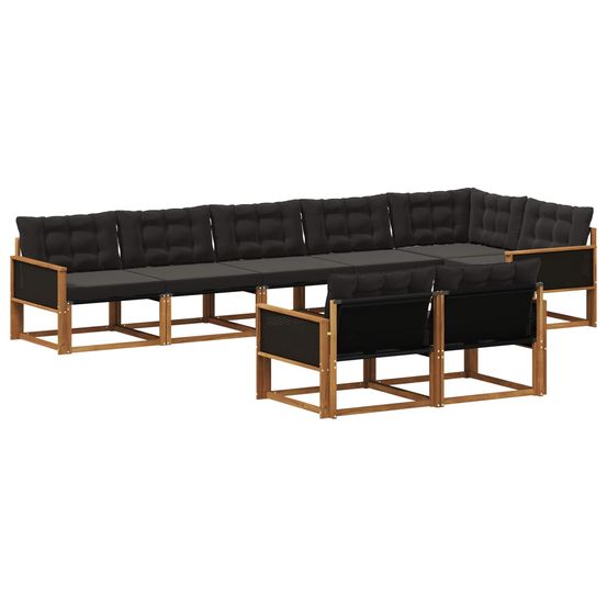 Ensemble de canapés d'extérieur 8 pc naturel et noir
