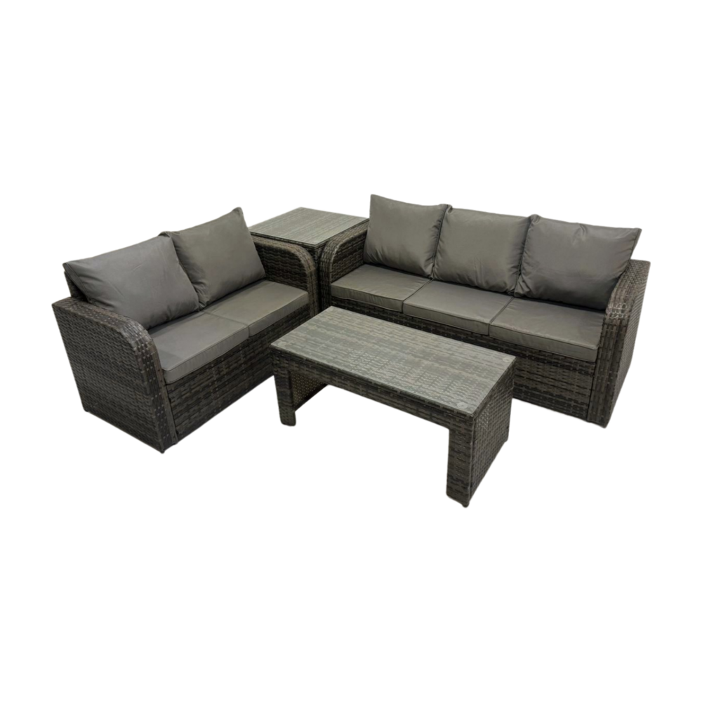 Ensembles de salon de jardin avec table basse rectangulaire table d'appoint gris foncé mixte