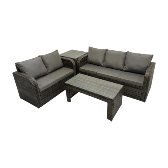 Ensembles de salon de jardin avec table basse rectangulaire table d'appoint gris foncé mixte