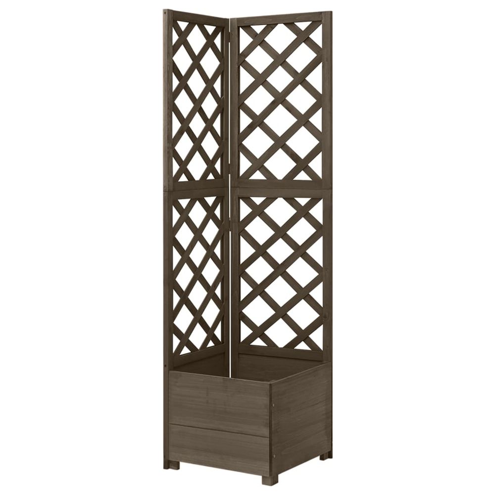 Jardinière d'extérieur d'angle en treillis gris 40x40x150 cm bois de sapin