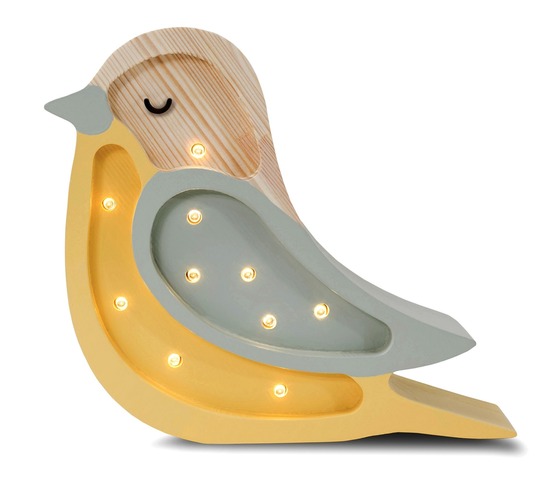 Lampe veilleuse oiseau kaki moutarde