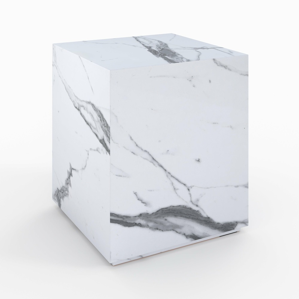 Lison-table d'appoint effet marbre blanche