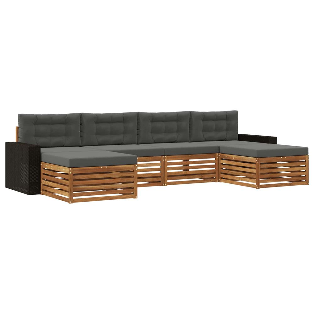 Ensemble de canapés d'extérieur 6 pc bois d'acacia massif