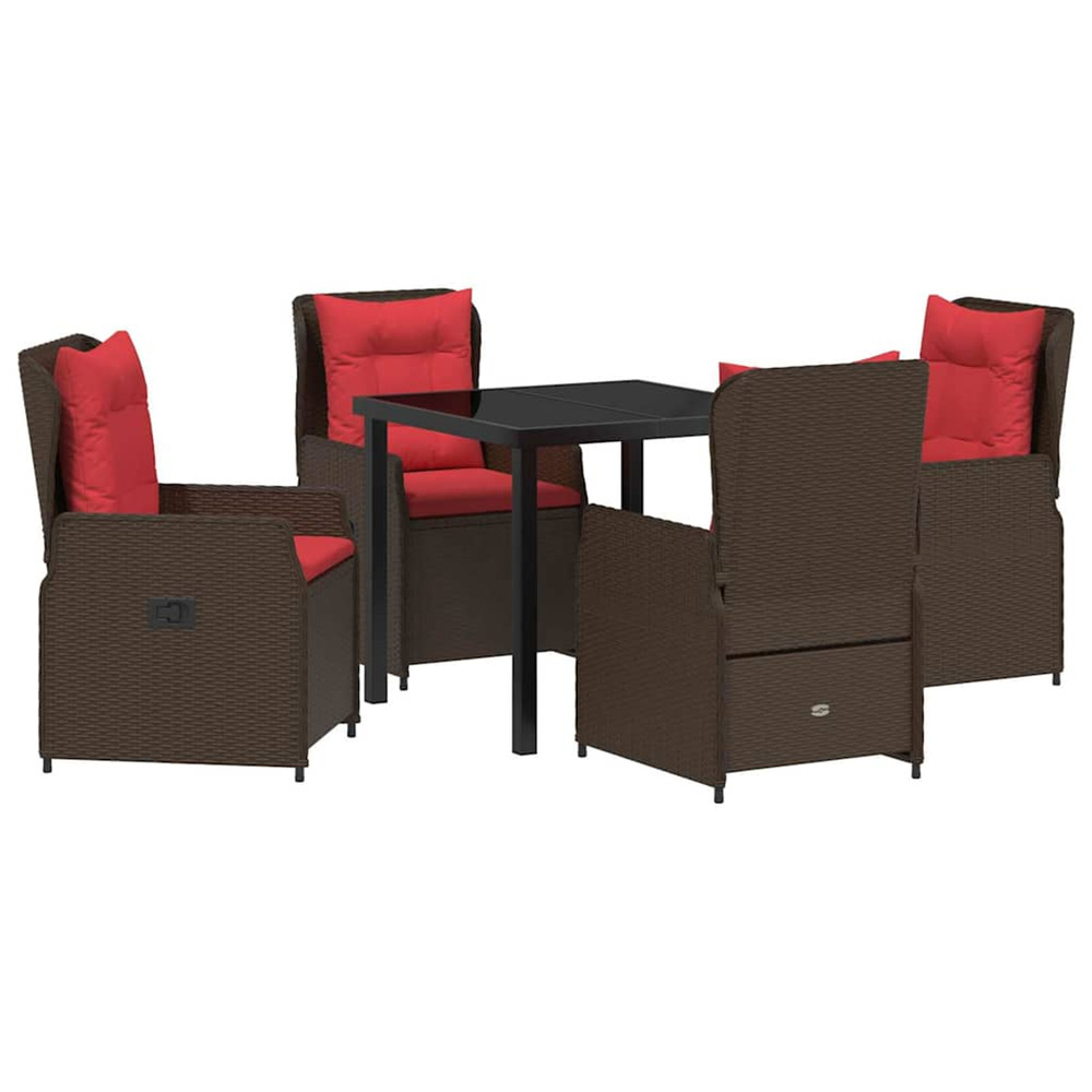 Ensemble de salle à manger pour jardin 5 pcs marron poly rotin