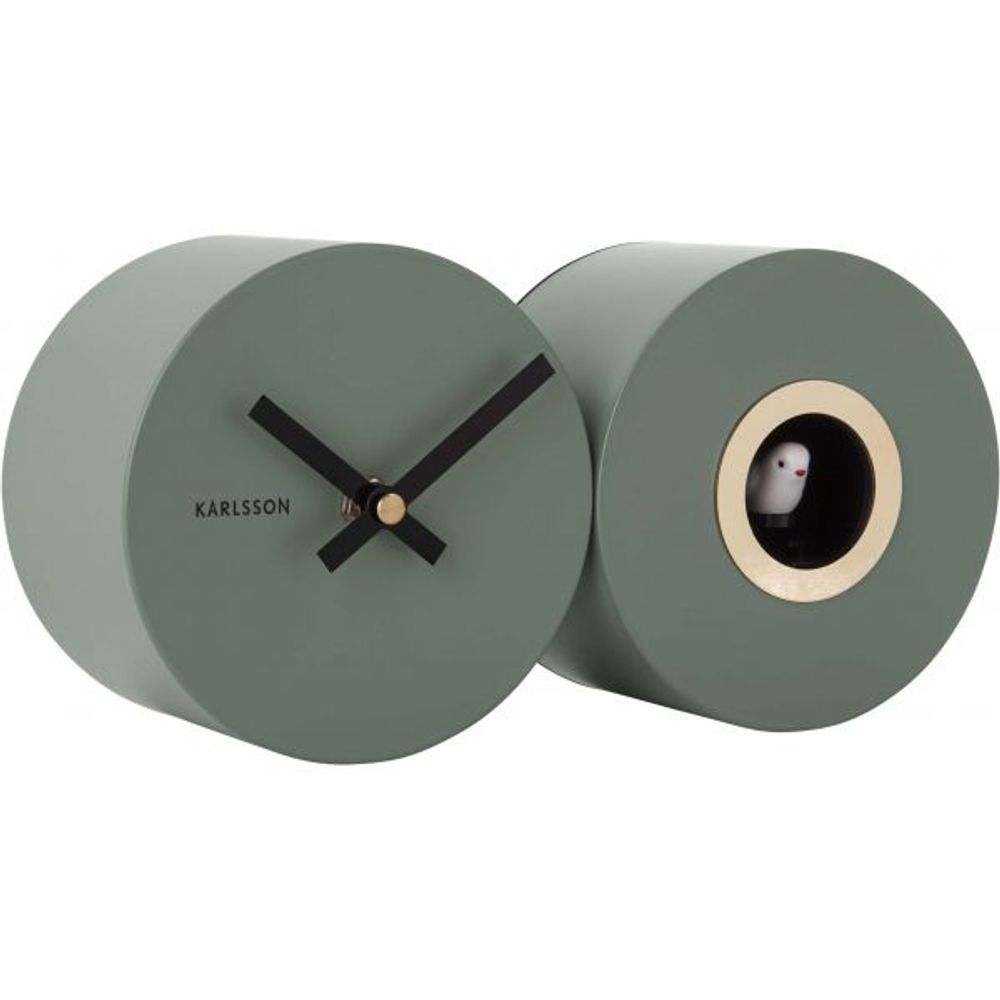 Horloge murale en métal mat duo cuckoo kaki
