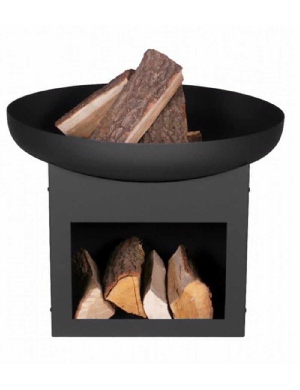 Brasero de jardin fatapera 60 cm en acier avec range bois