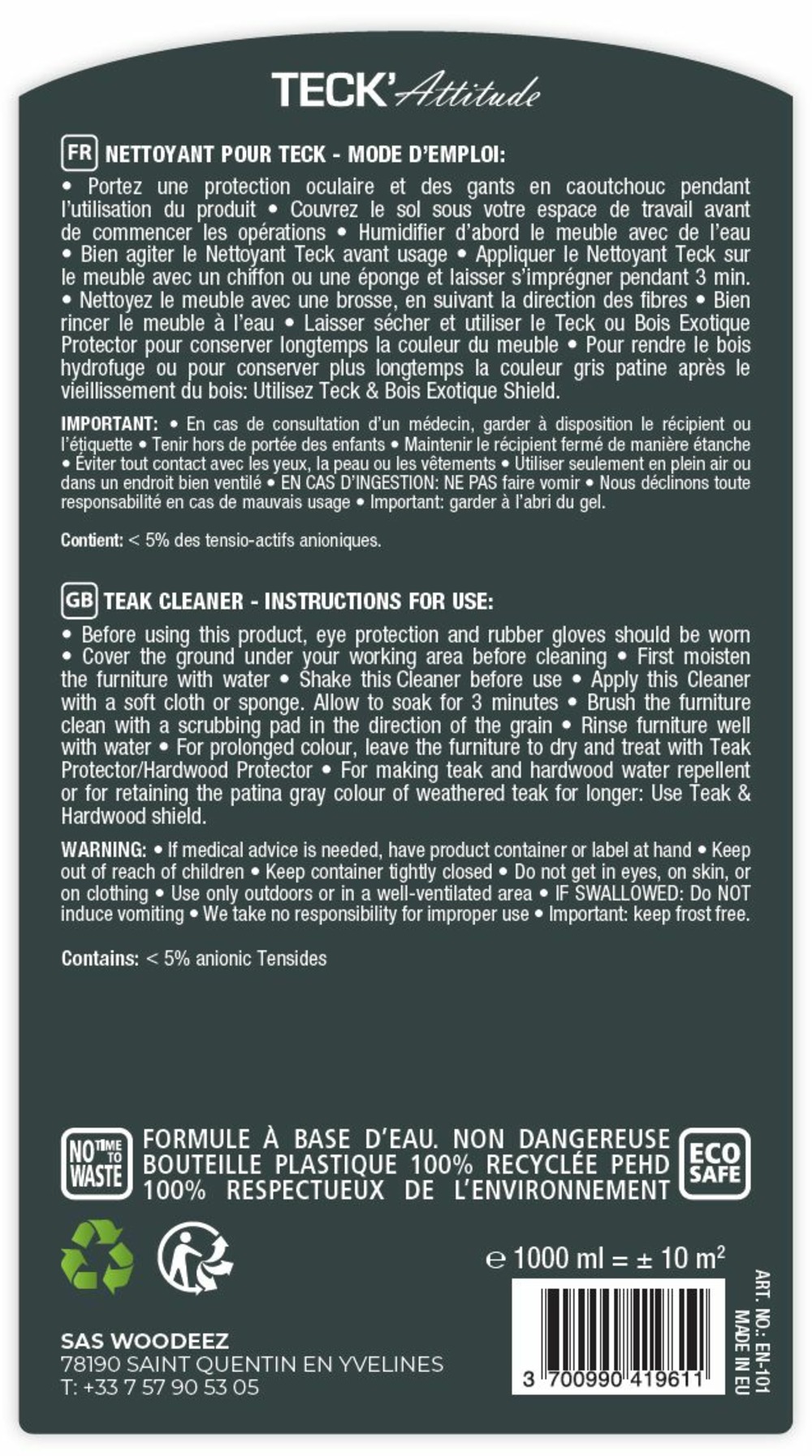 Dégriseur pour teck & bois durs 1 l