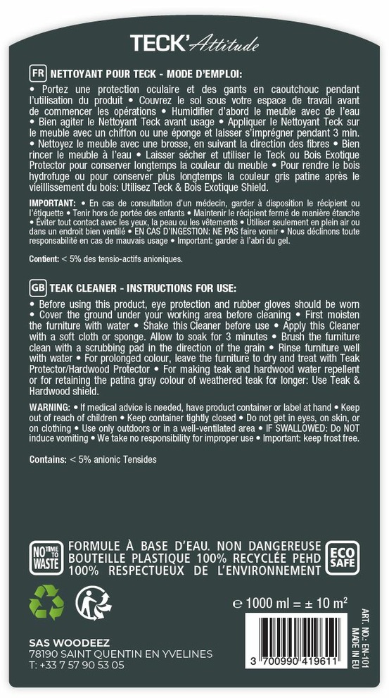 Dégriseur pour teck & bois durs 1 l