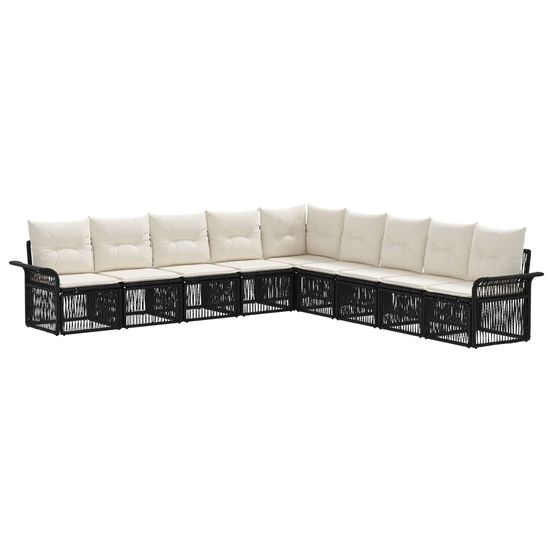 Ensemble de canapé de jardin 9 pc noir polyrotin