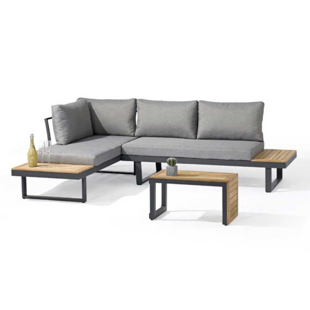 Salon de jardin modulable 4 places tokyo 175cm gris anthracite