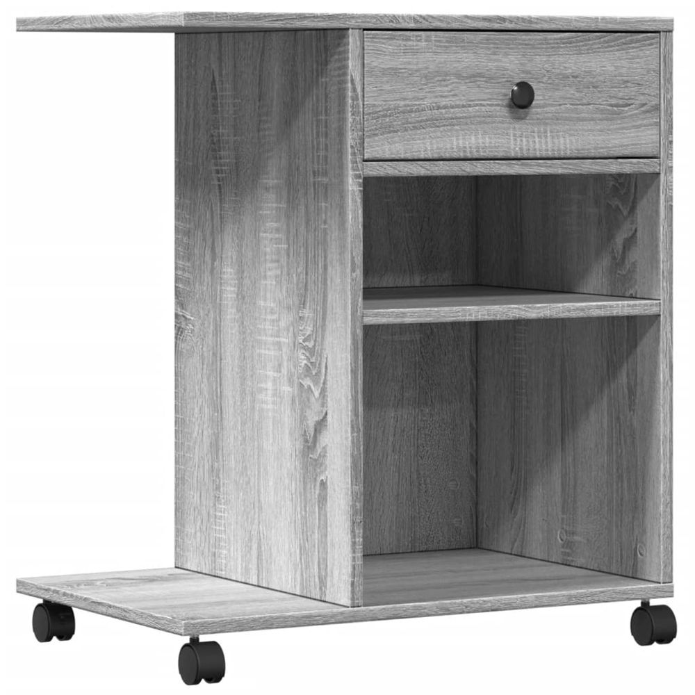Support d'imprimante avec roulettes sonoma gris 60x40x68,5 cm