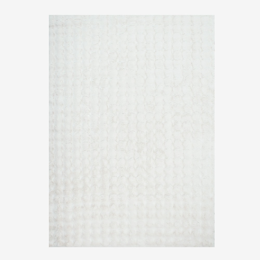Tapis d'intérieur bubble 100% polyester blanc bumpy, différentes tailles effet fausse fourrure