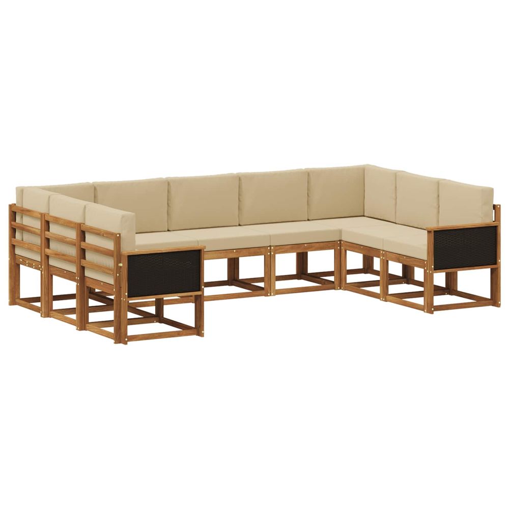 Ensemble de canapés d'extérieur 9 pc naturel et beige