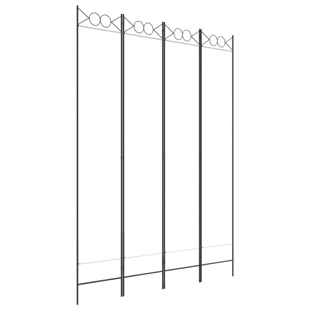 Cloison de séparation 4 panneaux blanc 160x220 cm tissu