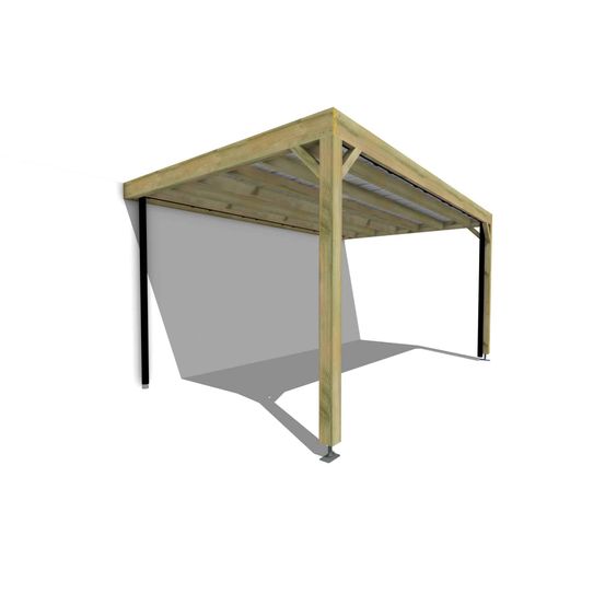 Carport bois • 5m x 3m • adossée • sens largeur • livraison comprise