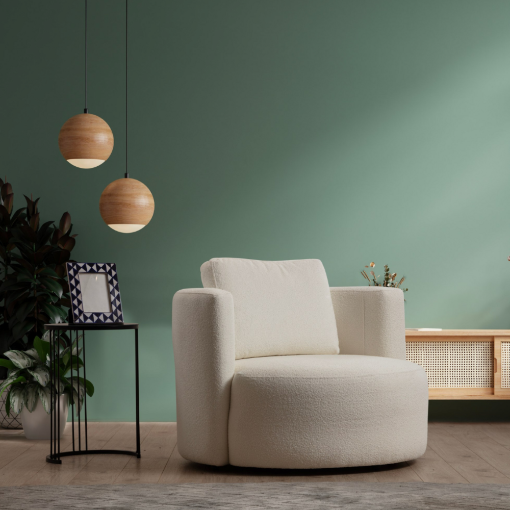 Fauteuil bouclettes couleur crème olsen