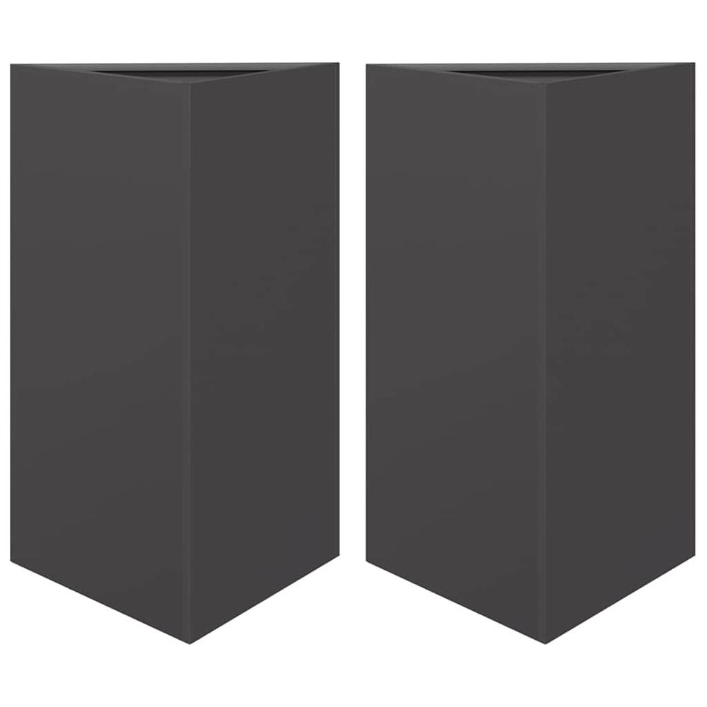 Jardinières 2 pcs noir triangulaire 50x43x75 cm acier