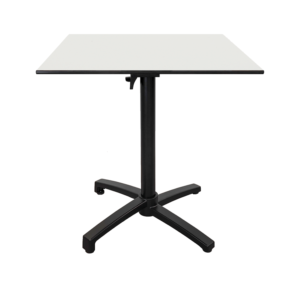 Table pliable pour terrasse en compact hpl blanc 70x70