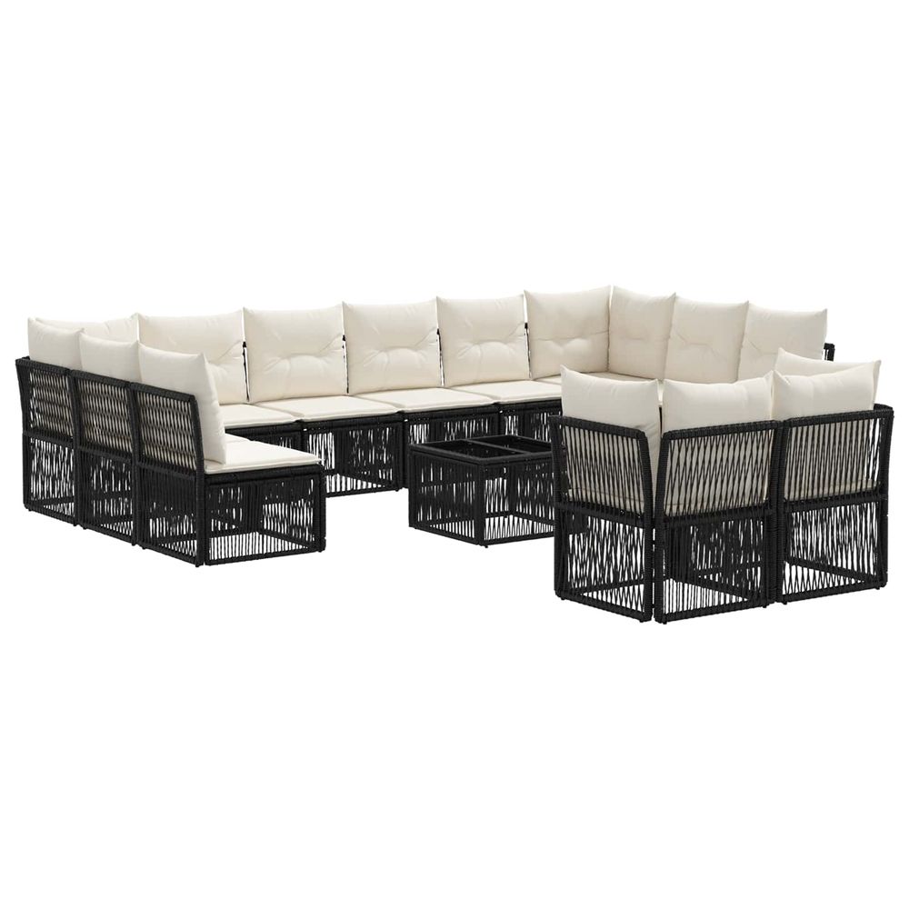 Ensemble de canapé de jardin 13 pc noir polyrotin