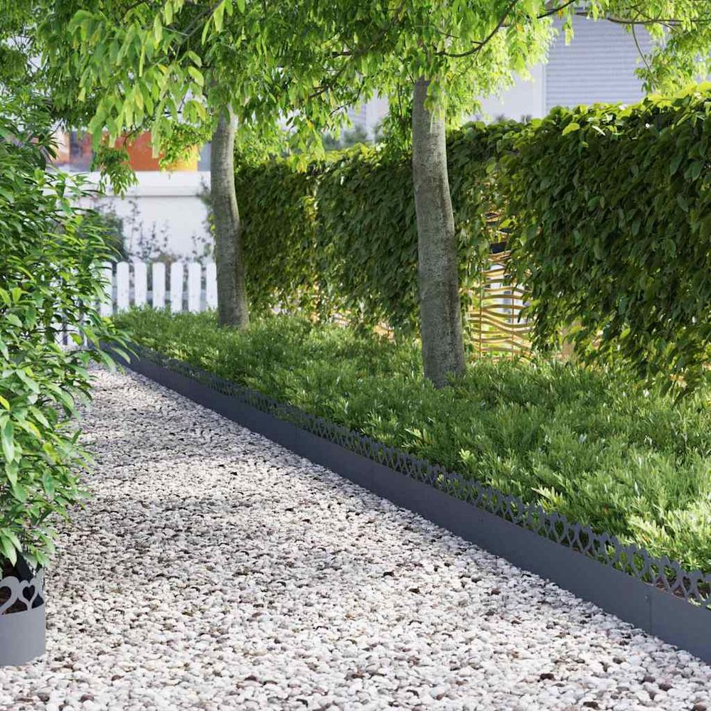 Bordure de pelouse acier jardin structuration allées 103x22cm anthracite 30pcs