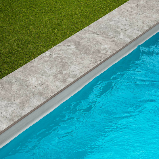 Margelle de piscine effet travertin gris 60x28x2 cm bord droit pietra - ro'ma carrelage