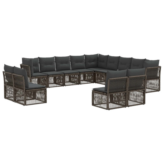 Ensemble de canapé de jardin 13 pcs gris polyrotin
