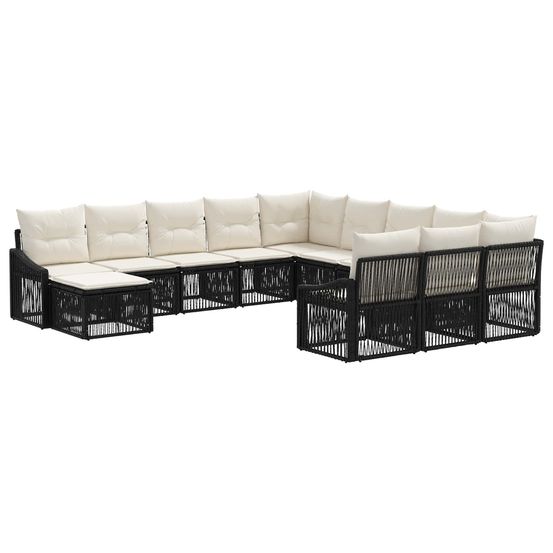 Ensemble de canapé de jardin 12 pc noir polyrotin