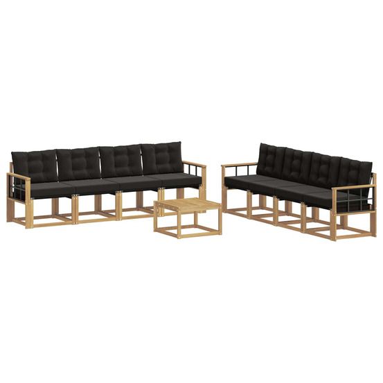 Ensemble de canapés d'extérieur 9 pc blanc et noir