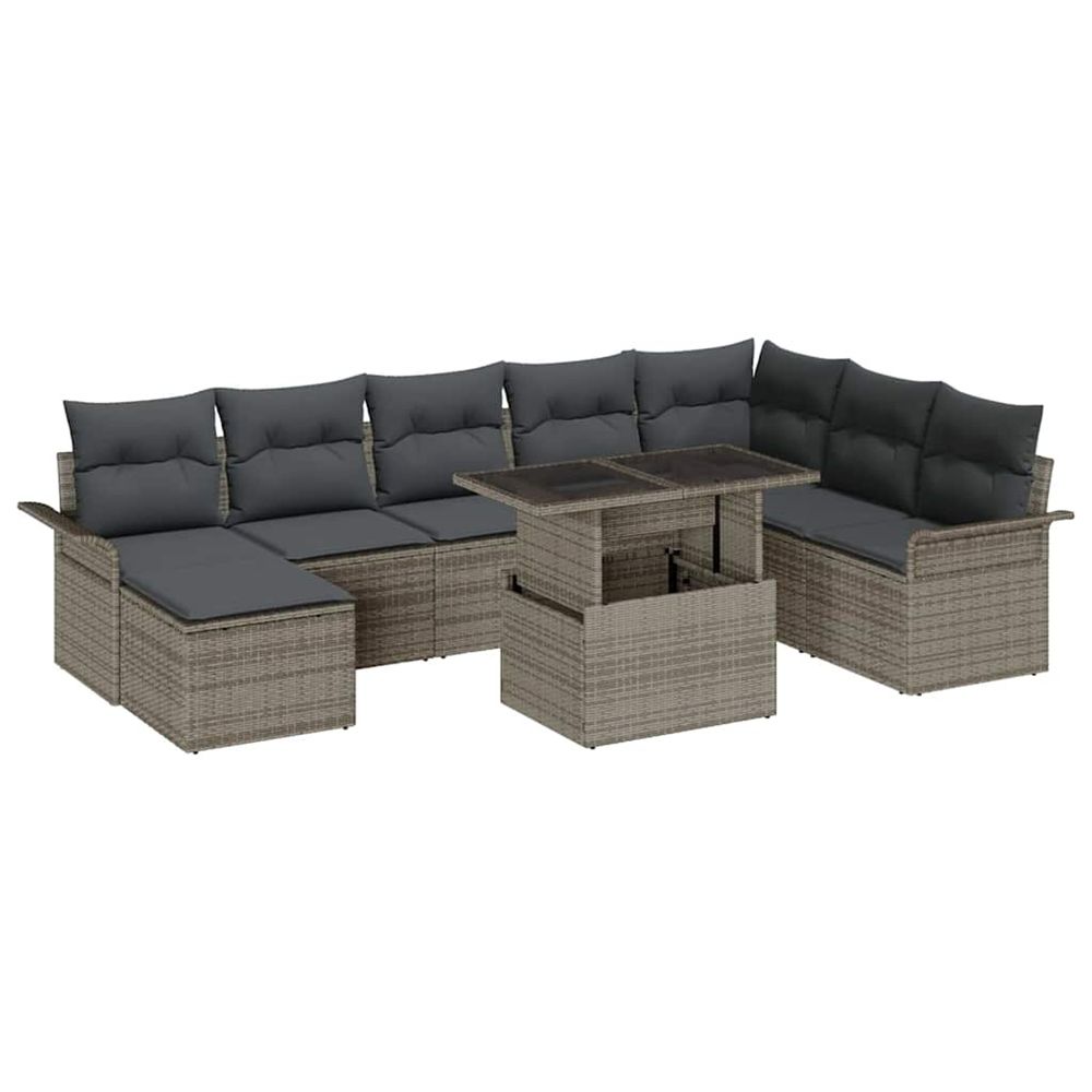 Ensemble de canapé de jardin 9 pc gris