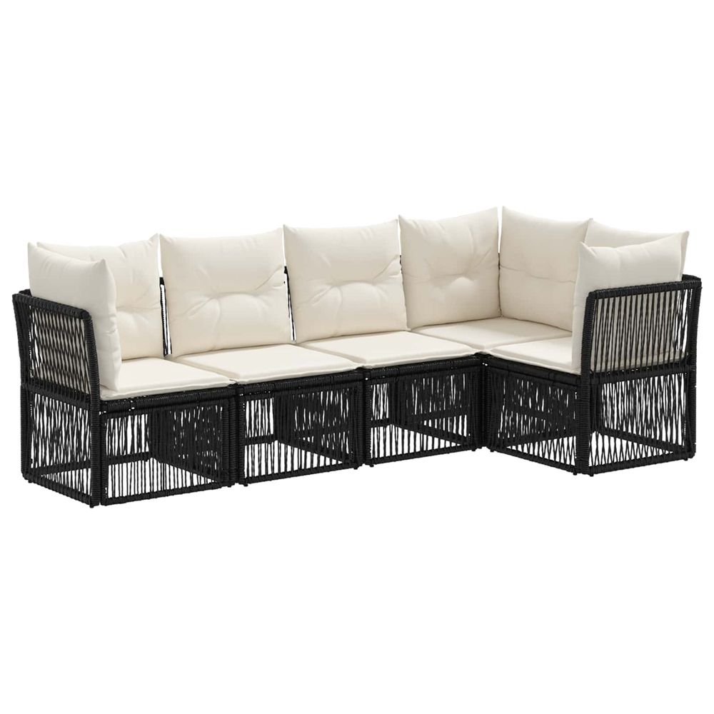 Ensemble de canapé de jardin 5 pc noir polyrotin