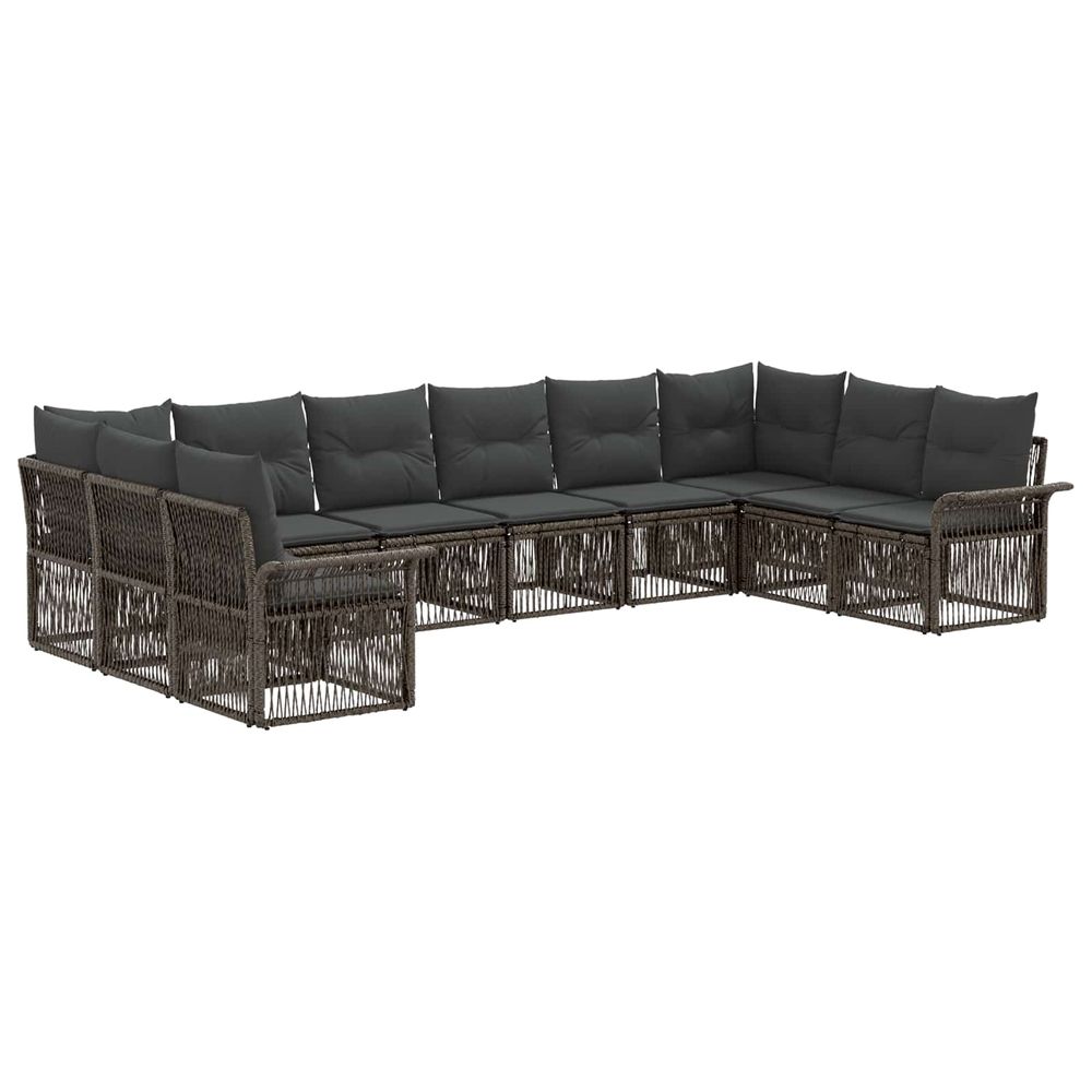 Ensemble de canapé de jardin 10 pc gris polyrotin