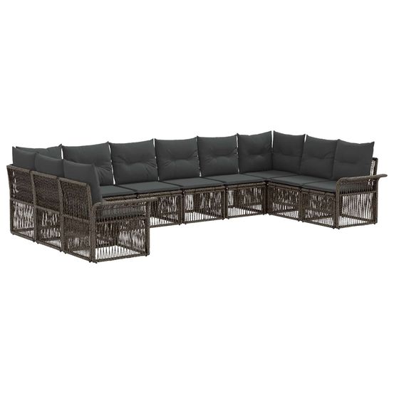 Ensemble de canapé de jardin 10 pc gris polyrotin
