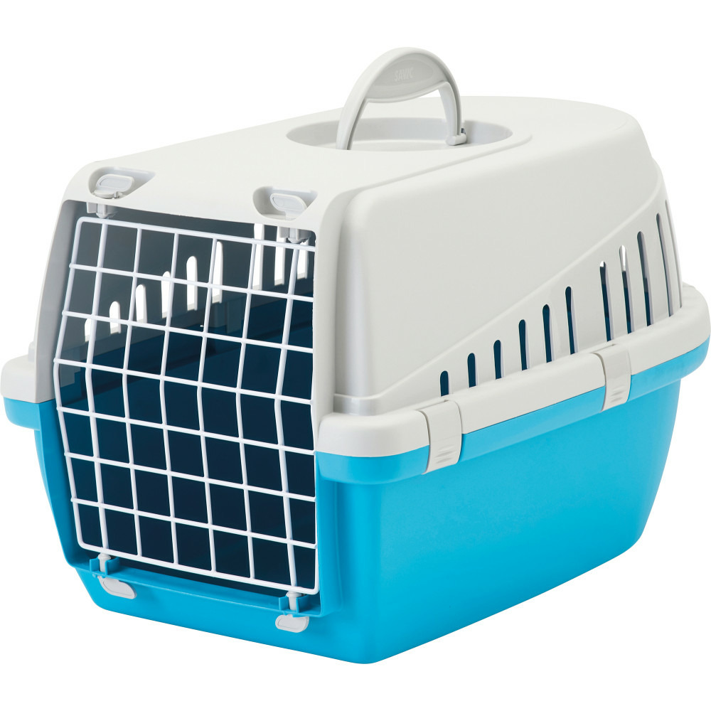 Cage de transport trotter 1 gris et turquoise pour chat - maximum 5 kg