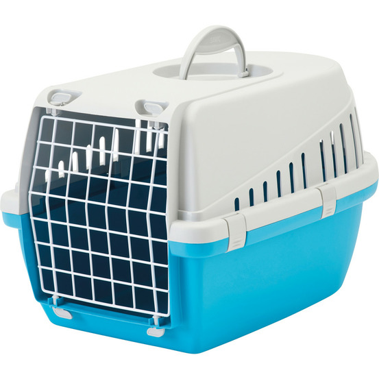 Cage de transport trotter 1 gris et turquoise pour chat - maximum 5 kg