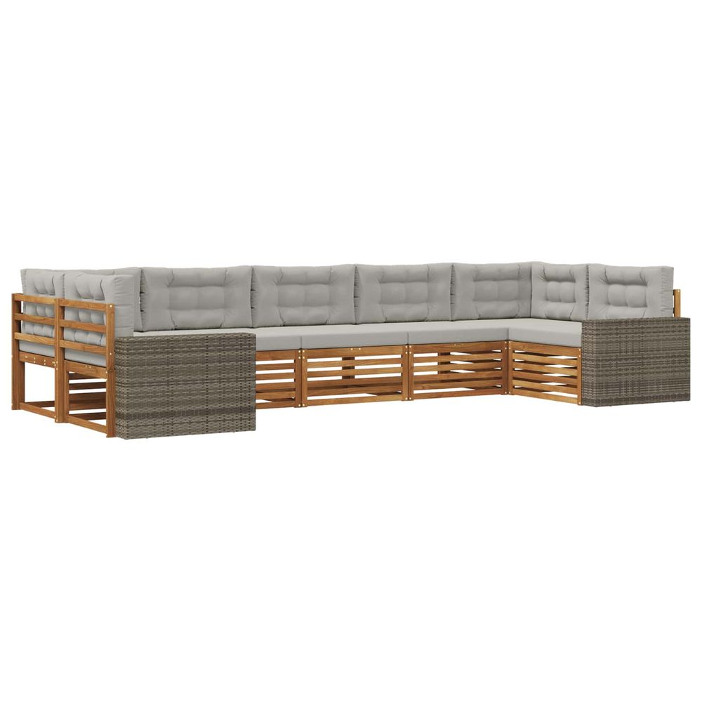 Ensemble de canapés d'extérieur 7 pc naturel et gris clair