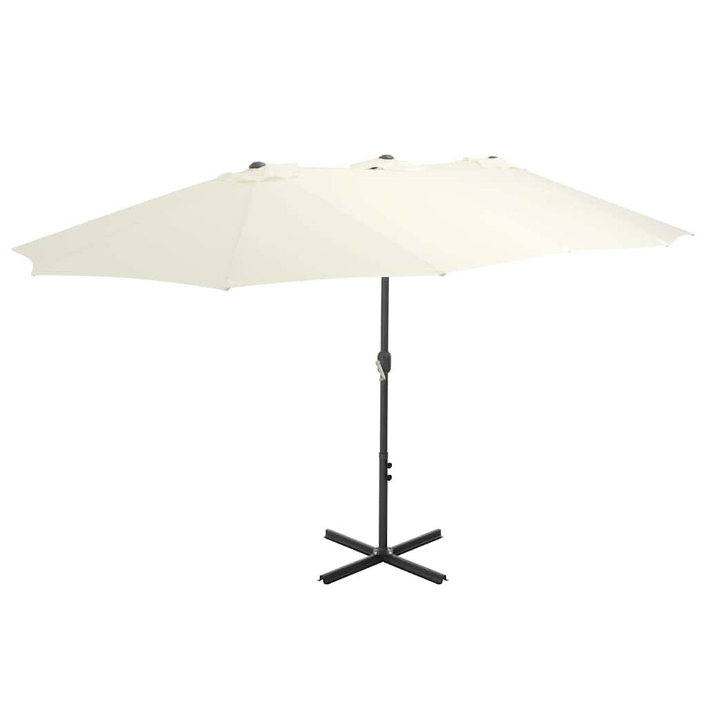 Parasol d'extérieur et poteau en aluminium 460x270 cm sable