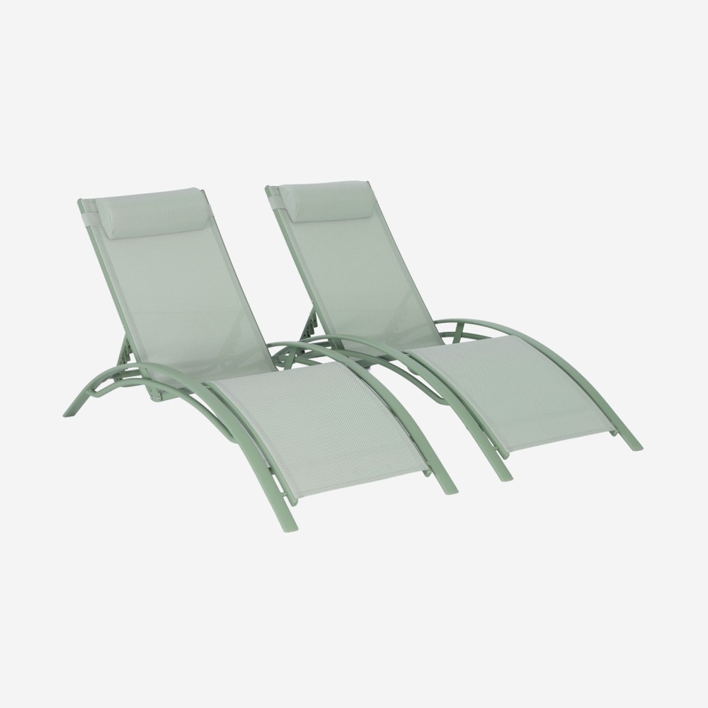 Duo de bains de soleil en aluminium et textilène louisa