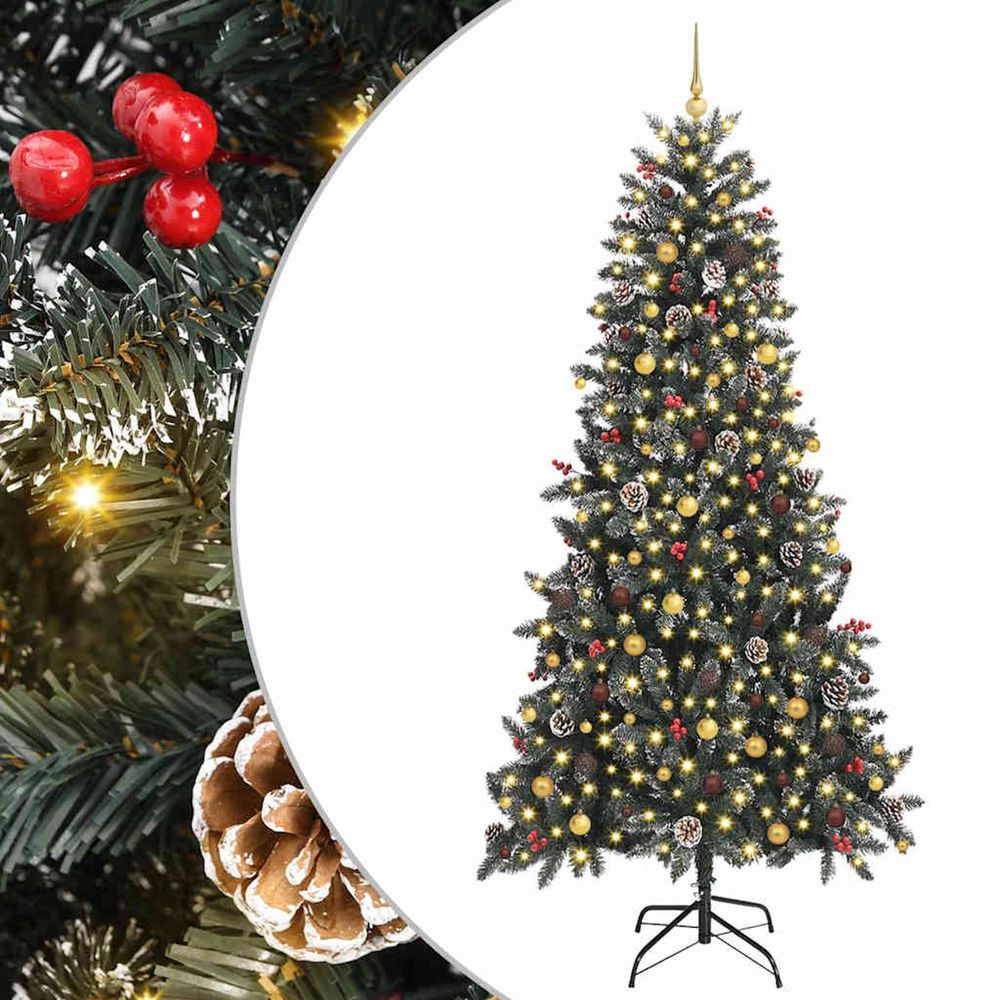 Sapin de noël artificiel vert 240 cm pvc, plastique et acier
