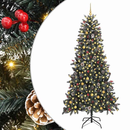 Sapin de noël artificiel vert 240 cm pvc, plastique et acier