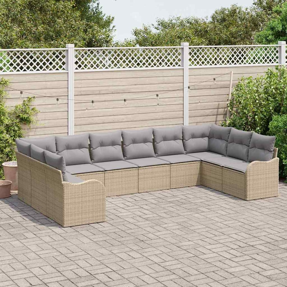 Ensemble de canapé de jardin 10 pcs beige et gris clair
