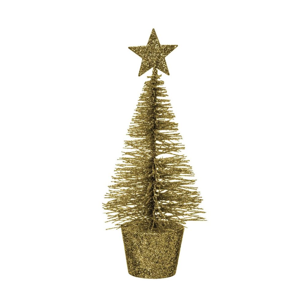 Déco de noël sapin de table or à paillettes h 14 cm