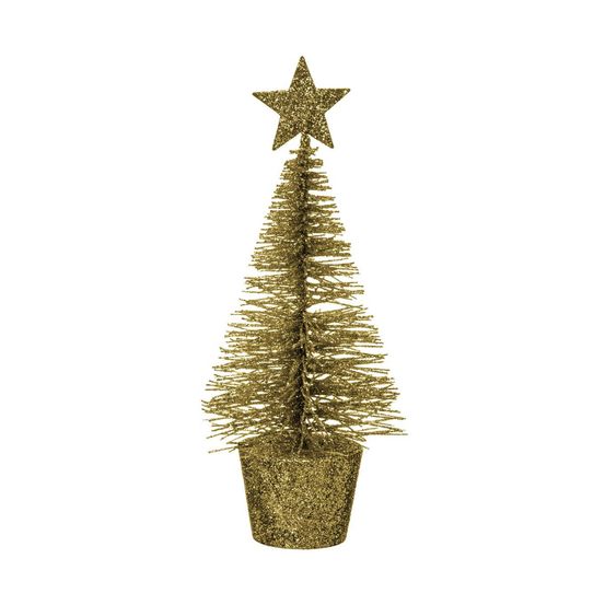 Déco de noël sapin de table or à paillettes h 14 cm