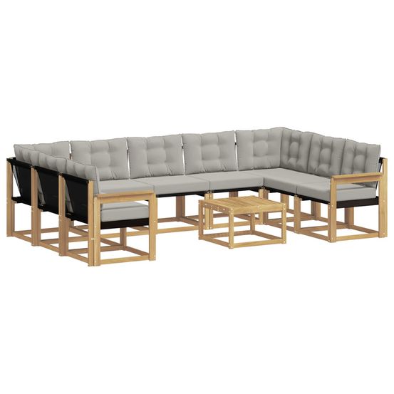 Ensemble de canapés d'extérieur 10 pc blanc et gris clair