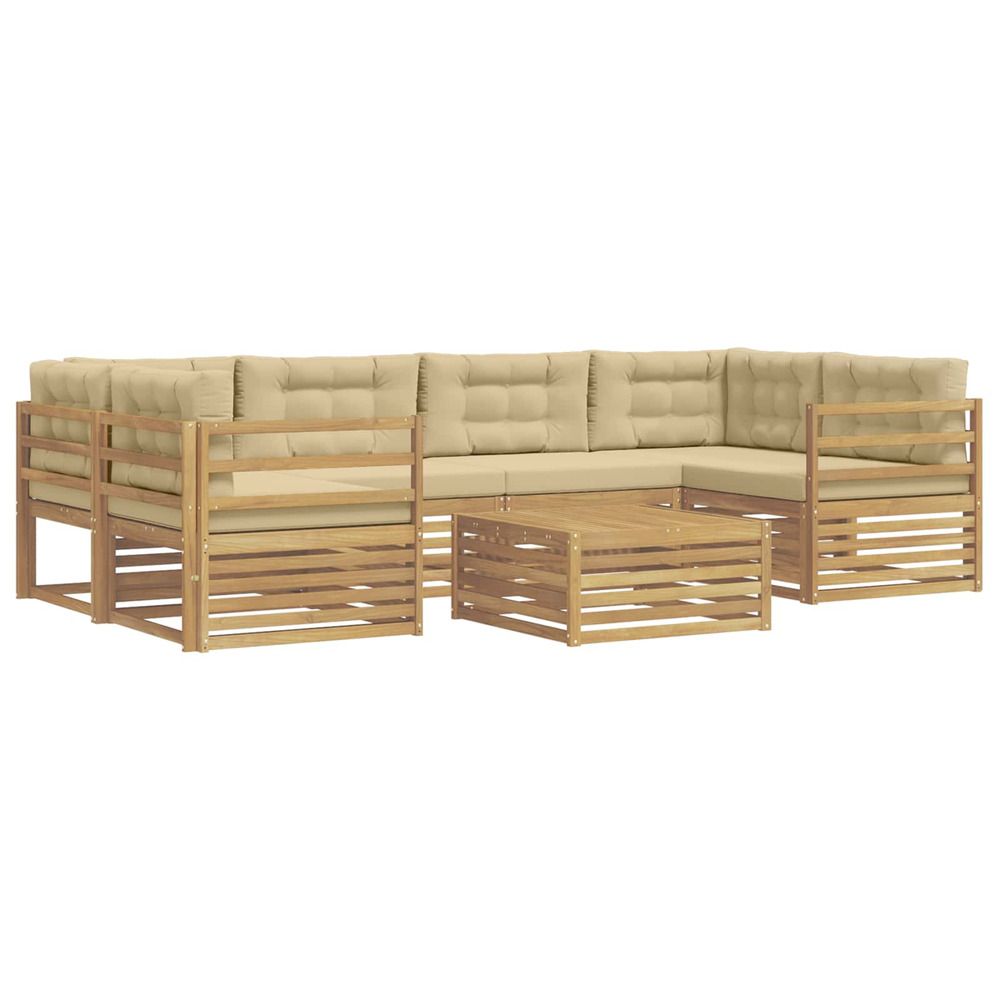 Ensemble de canapés d'extérieur 7 pc blanc et beige polyester