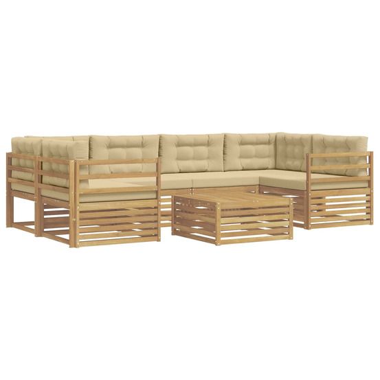 Ensemble de canapés d'extérieur 7 pc blanc et beige polyester