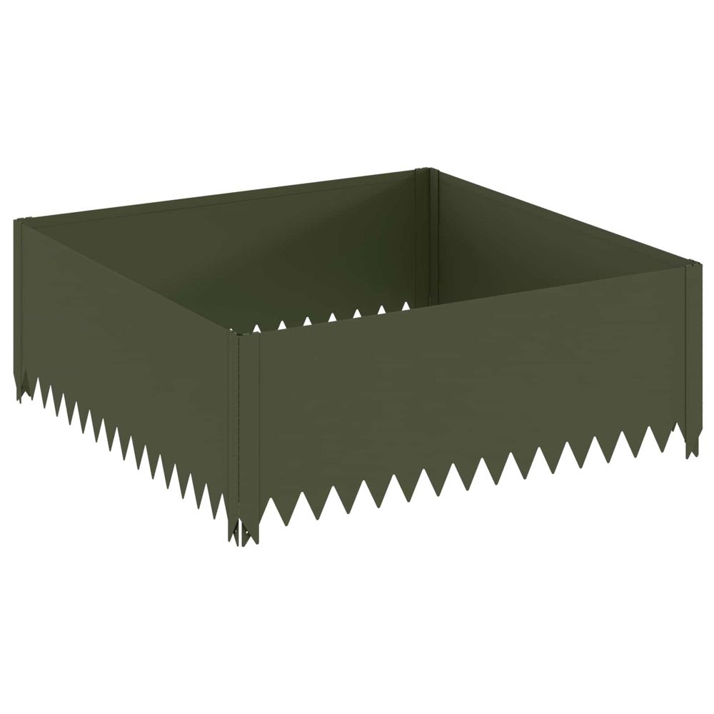 Bordure de pelouse 100 x 100 x 35 cm acier vert olive