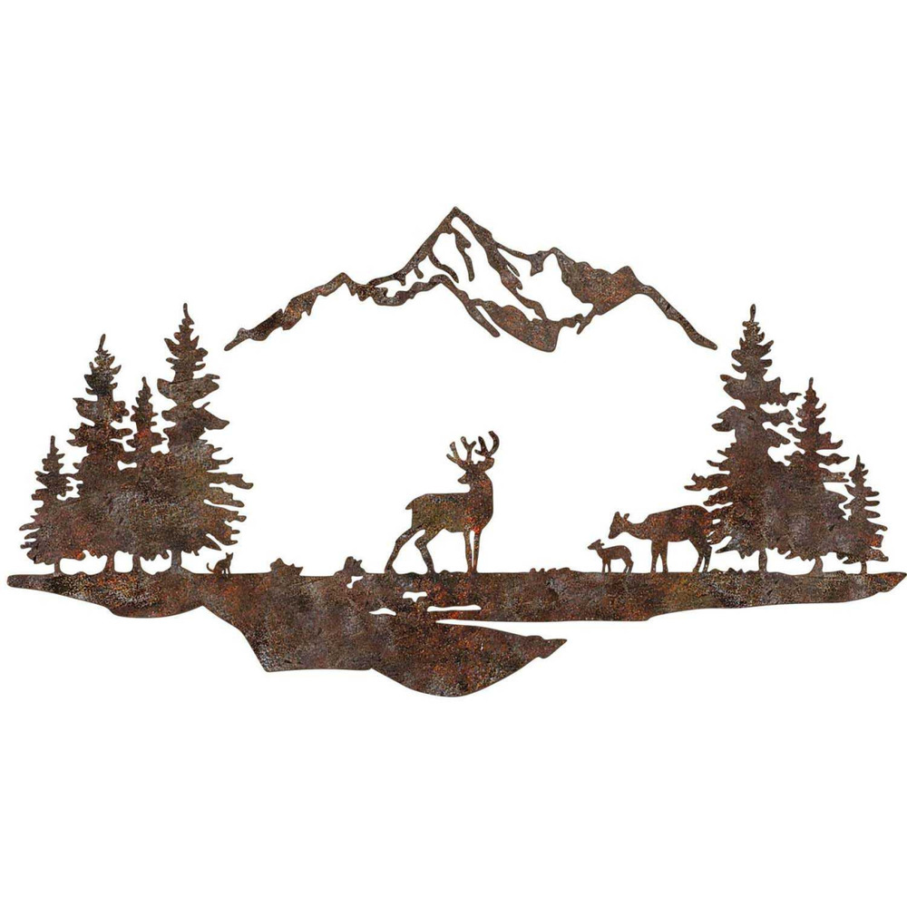 Décoration murale en métal montagnes et animaux