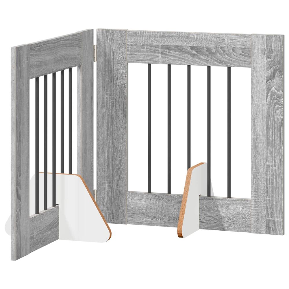 Porte de chien pliable avec supports 2 pc sonoma gris 120,5 cm