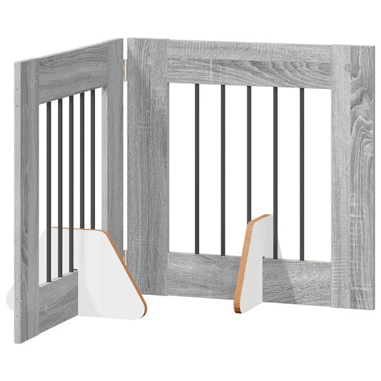 Porte de chien pliable avec supports 2 pc sonoma gris 120,5 cm
