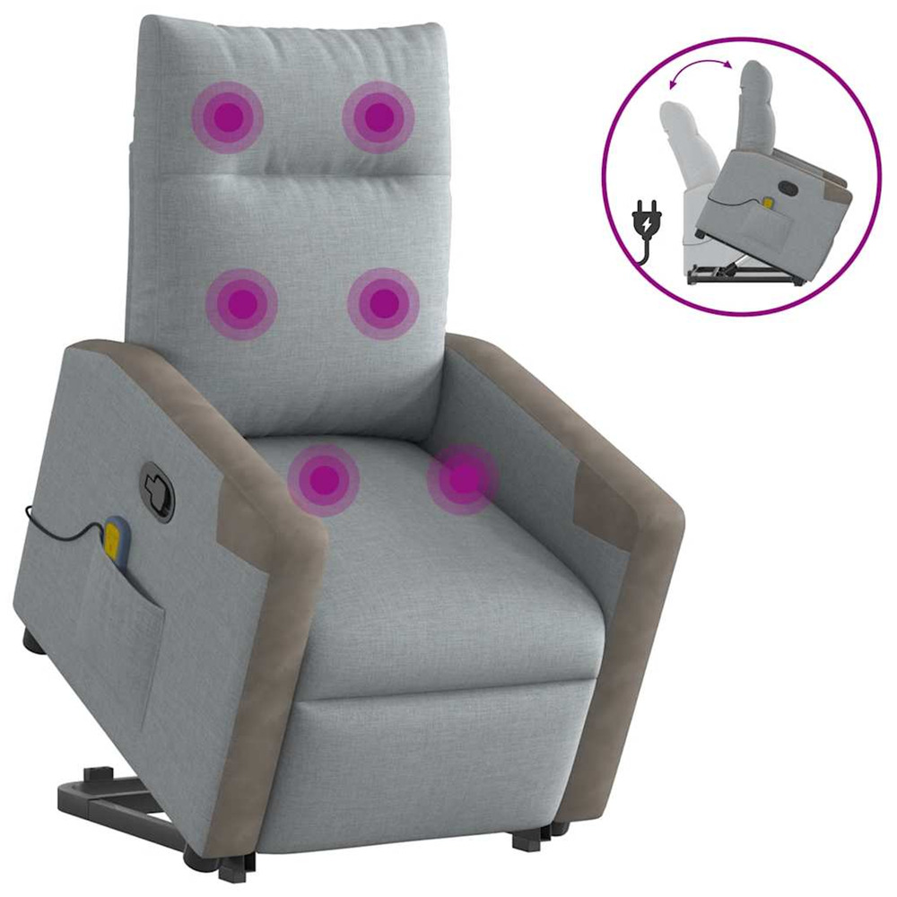 Fauteuil de massage inclinable gris clair tissu